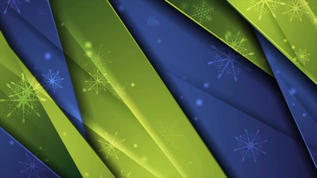 绿色蓝色光泽的圣诞和新年运动背景视频下载