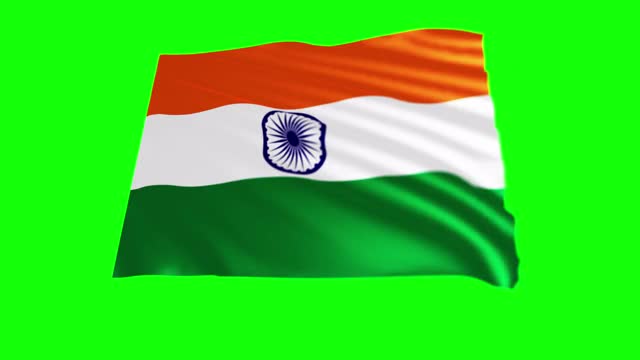 印度共和国的国旗在风中飘扬，3D动画。无缝循环。视频素材