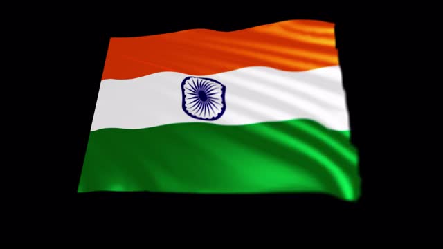 印度共和国的国旗在风中飘扬，3D动画。无缝循环。视频素材