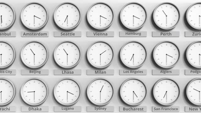 专注于显示意大利米兰时间的时钟。三维动画视频素材