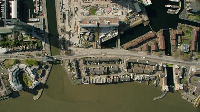 空中金丝雀码头伦敦摩天大楼冠状病毒封锁视频素材