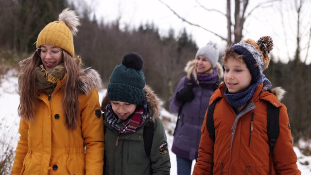 冬季家庭徒步旅行视频素材