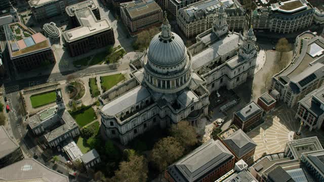 空中伦敦冠状病毒空街道圣保罗大教堂视频素材