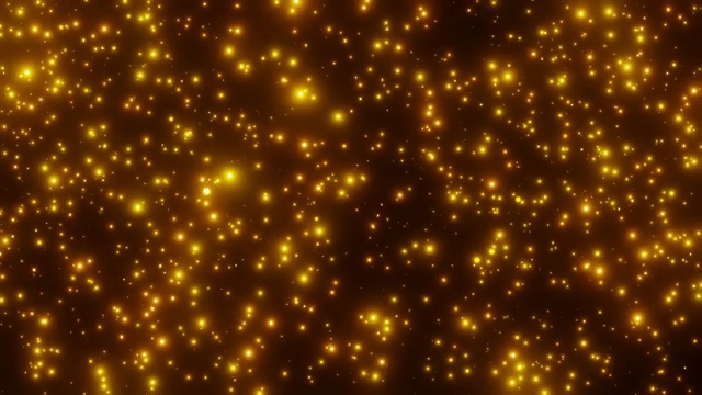 在黑色背景上发光的金色粒子散景圈3D渲染视频素材