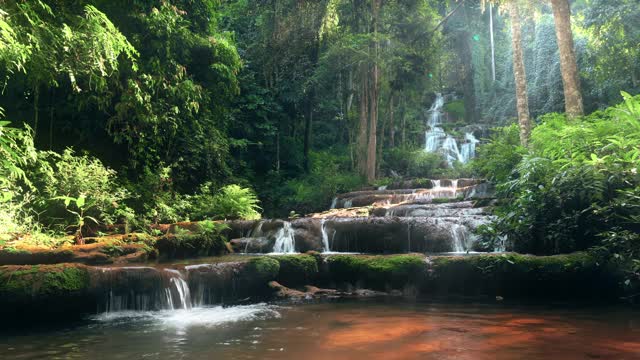 SLO MO瀑布在雨林无缝循环视频下载