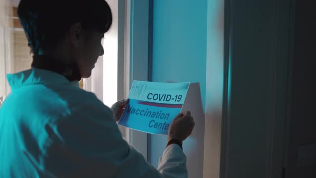 Covid-19疫苗接种中心开业视频素材