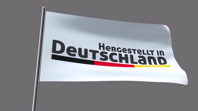 德国Hergestellt(德国制造)国旗。Alpha频道将包括下载4K苹果ProRes 4444文件视频素材