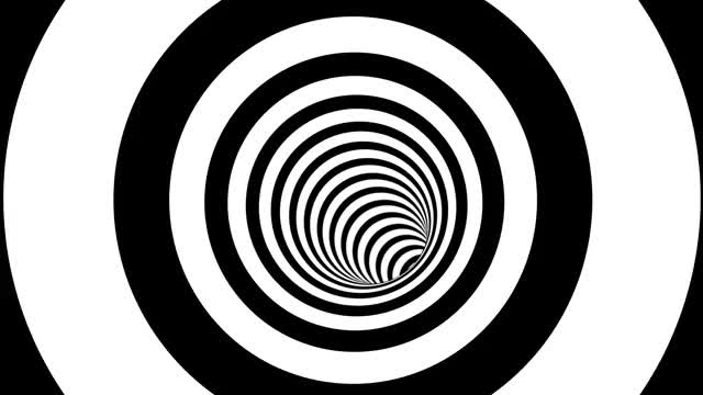 黑白光学幻觉隧道迷幻条纹线- 4K无缝VJ循环运动背景动画视频下载