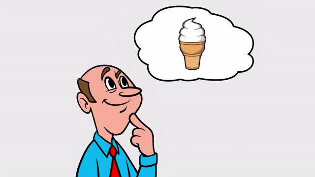 男人想冰淇淋蛋卷- 4k动画与阿尔法通道，没有背景视频下载