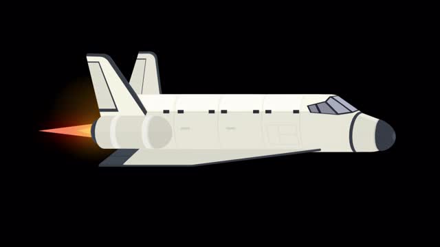 航天飞机。宇宙飞船飞行的动画。卡通视频素材