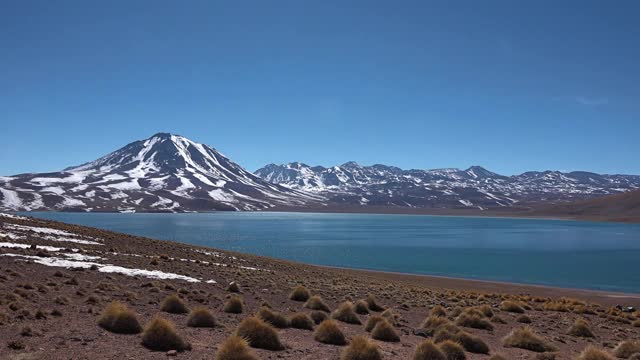 智利。阿塔卡马沙漠的一个湖。视频素材
