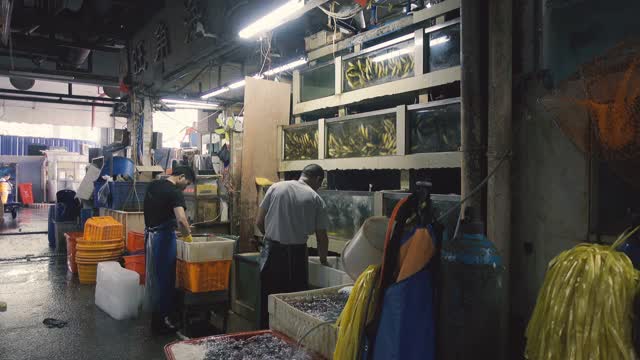 中国广州水产市场。视频下载