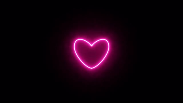 粉色爱霓虹与蒸汽标志。跳动的心脏。动画视频视频素材