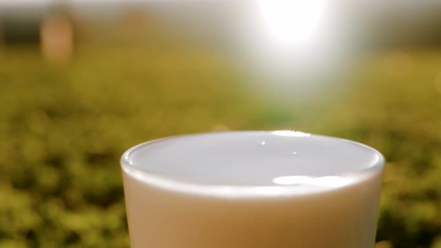 一滴水牛奶掉进玻璃杯的时间扭曲镜头视频下载