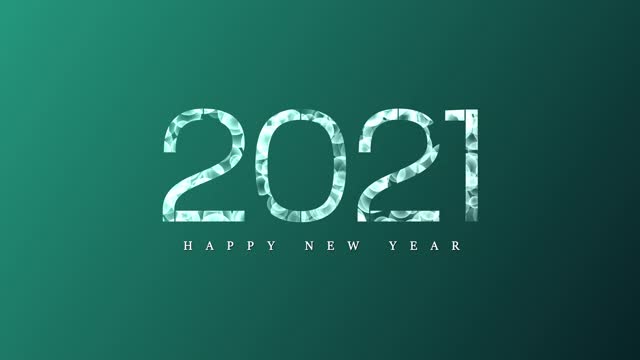 4k青色Bokeh 2021新年快乐背景视频素材