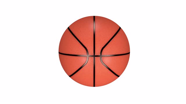 孤立逼真的篮球在白色屏幕上旋转。无缝循环。4 k视频素材