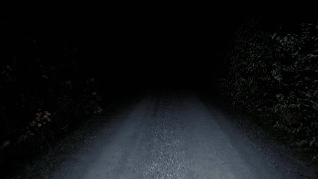 在黑暗中沿着砾石路前行。视频素材