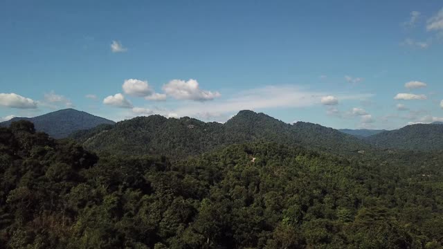 无人机视角下的热带雨林吉隆坡山农村景象视频素材