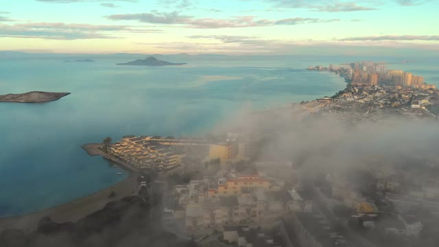 云雾天气时的鸟瞰图。穆尔西亚,西班牙视频素材