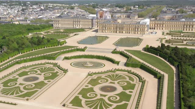 法国凡尔赛宫无人机鸟瞰图视频素材