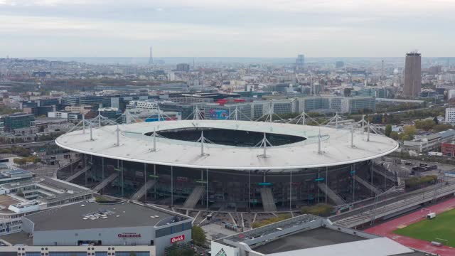 巴黎，法兰西体育场，无人机鸟瞰图视频素材