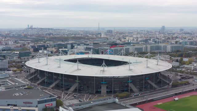 巴黎，法兰西体育场，无人机鸟瞰图视频素材