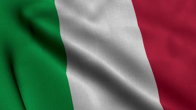 意大利国旗缎。飘扬的意大利国旗的织物纹理，真正的纹理飘扬的意大利国旗。视频素材