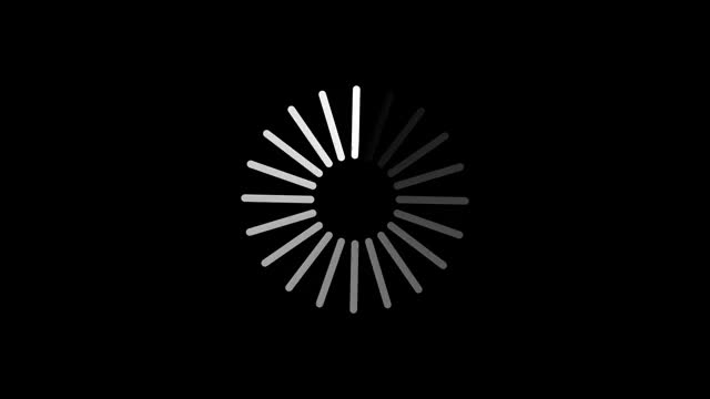 黑色背景屏幕动画上的黑白加载指示器视频素材