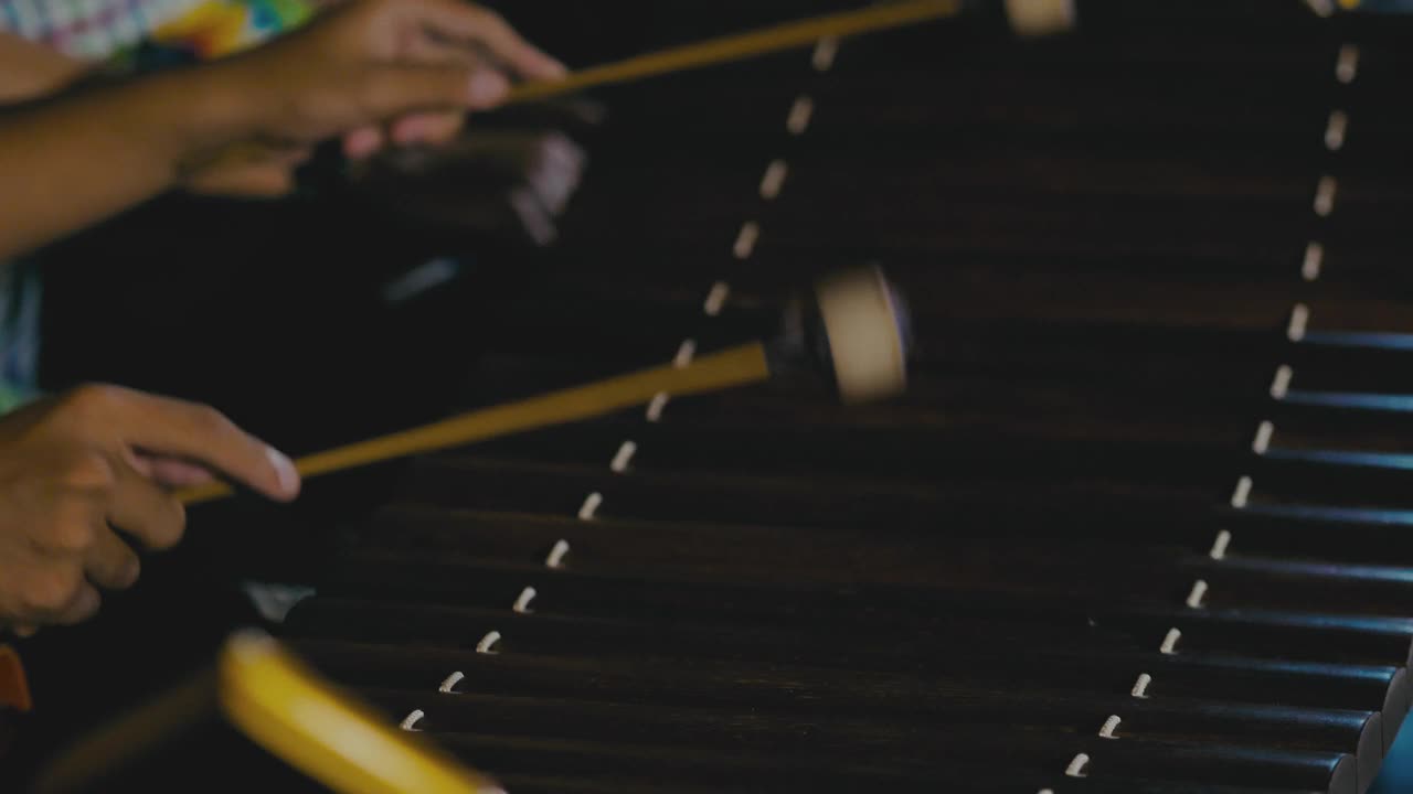 特写:弹奏木琴的音乐家视频素材