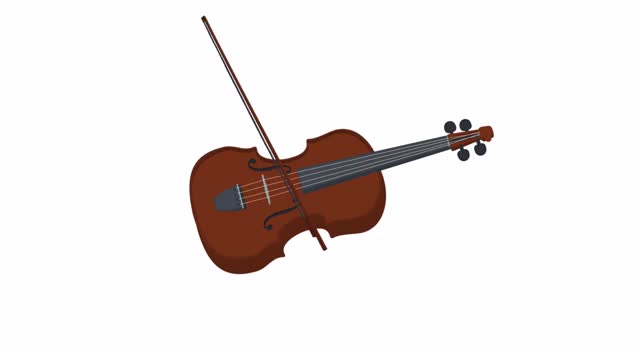 小提琴。乐器的动画。卡通视频下载