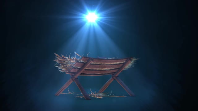 耶稣降生的场景与闪烁的星星伯利恒与闪烁的圣诞故事视频下载