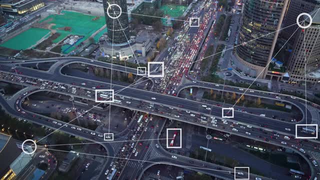 未来的智能交通汽车传感系统概念视频素材