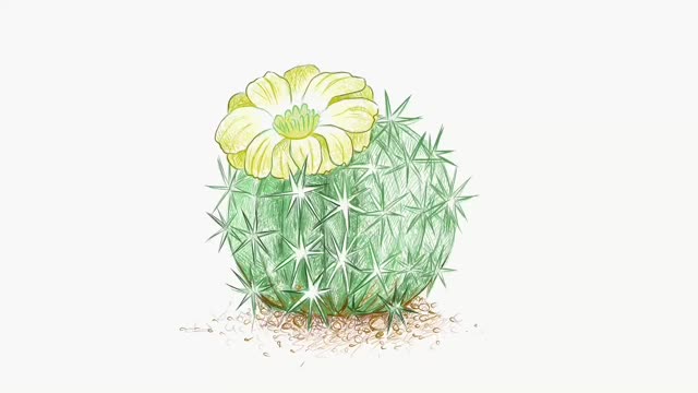仙人掌植物手绘草图视频素材