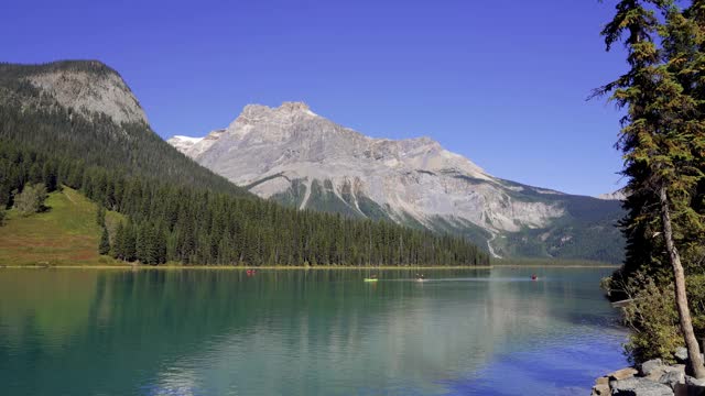 翡翠湖在夏天阳光明媚的日子。Yoho国家公园，加拿大落基山脉视频素材