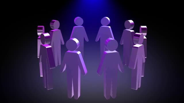 紫色人类符号剪影图标社区动画视频素材