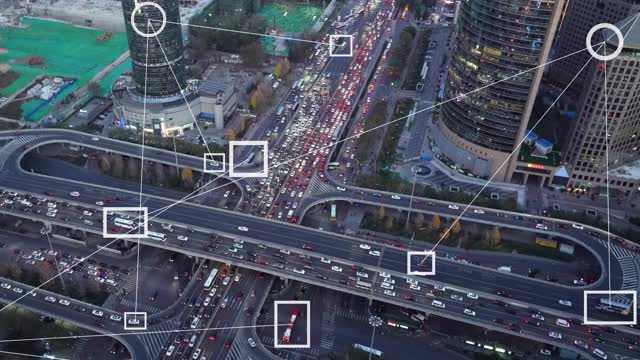 未来的智能交通汽车传感系统概念视频素材