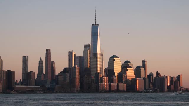日落时分的曼哈顿市中心/纽约视频下载