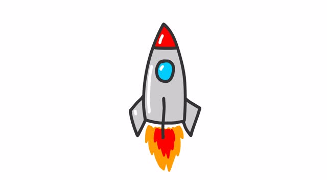 涂鸦风格的太空火箭动画视频素材