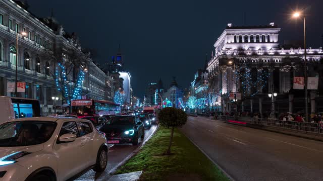 马德里夜间交通的时间间隔视频下载