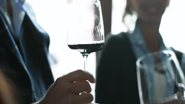 意大利葡萄采摘后的葡萄酒品尝视频下载