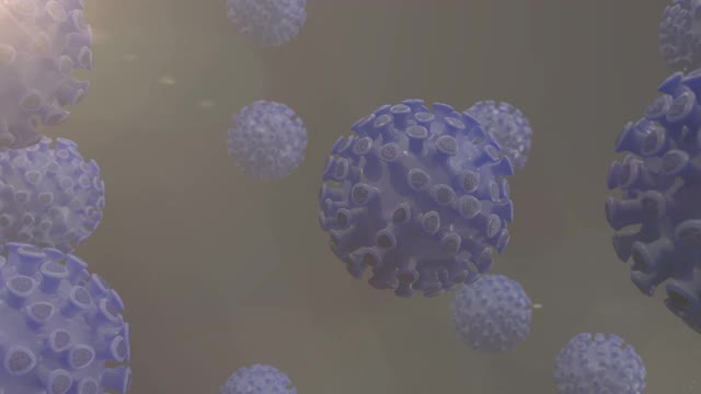 冠状病毒细胞运动的3D动画。COVID-19大流行。视频素材
