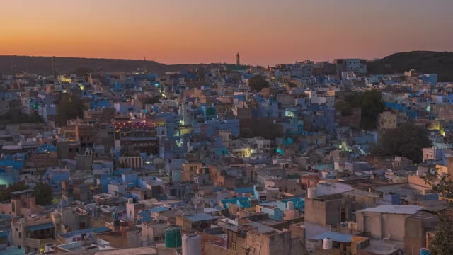 印度拉贾斯坦邦焦特布尔(蓝色城市)的4K昼夜时间视频下载