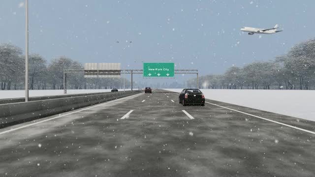 美国城市入口概念，纽约市高速公路上的路牌录像指示视频素材