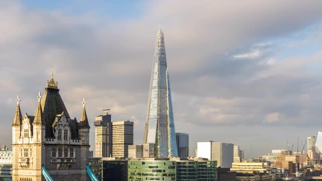英国伦敦塔桥和碎片大厦视频素材