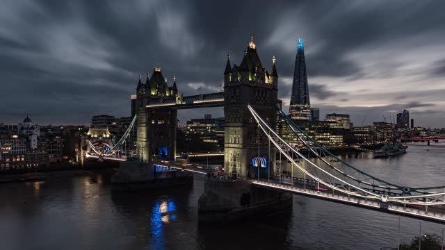 英国伦敦塔桥和碎片大厦视频下载