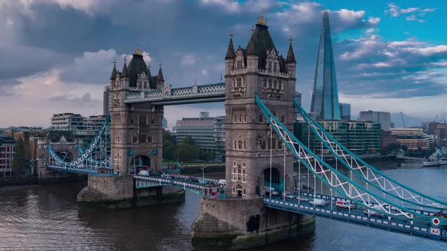 英国伦敦塔桥和碎片大厦视频素材