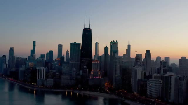 芝加哥日落-鸟瞰4K视频下载