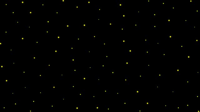 活泼的黄色星星闪烁着。矢量插图孤立在黑色背景视频素材