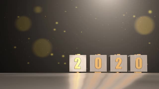 2021年新年快乐，盒子上的黄金3D数字视频素材