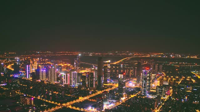 现代城市夜景的鸟瞰图视频素材